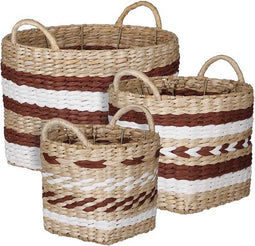 Mica Decorations Koss Manden - H25 x Ø33 cm - Stro - Rood - Set van 3