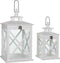 Mica Decorations lantaarn wit set van 2 grootste maat in cm: 24x24x46