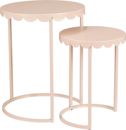Mica Decorations Lara Bijzettafel - Set van 2 - H51 x Ø40 cm - Metaal - Lichtroze