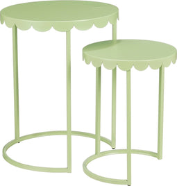 Mica Decorations Lara Bijzettafel - Set van 2 - H51 x Ø40 cm - Metaal - Mintgroen