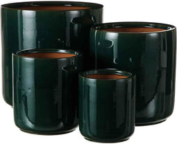 Mica Decorations Lars Bloempot - Set van 4 - H29 x Ø29 cm - Donkergroen