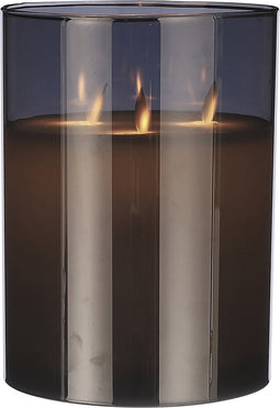Mica Decorations LED Kaars - H20 x Ø15 cm - Glas/Wax - Grijs