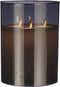 Mica Decorations LED Kaars - H20 x Ø15 cm - Glas/Wax - Grijs