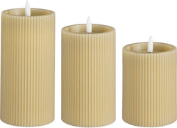 Mica Decorations LED Pilaarkaars - Set van 3 - H15 x Ø8 cm - Wax - Taupe