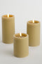 Mica Decorations LED Pilaarkaars - Set van 3 - H15 x Ø8 cm - Wax - Taupe