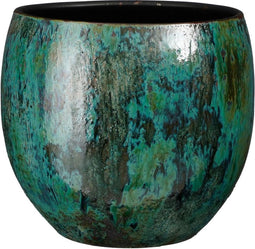 Mica Decorations Loren Bloempot - 28x28x28 cm - Terracotta - Blauw