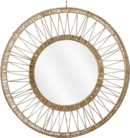Mica Decorations Ludy Wandspiegel - H5 x Ø70 cm - Jute - Lichtbruin