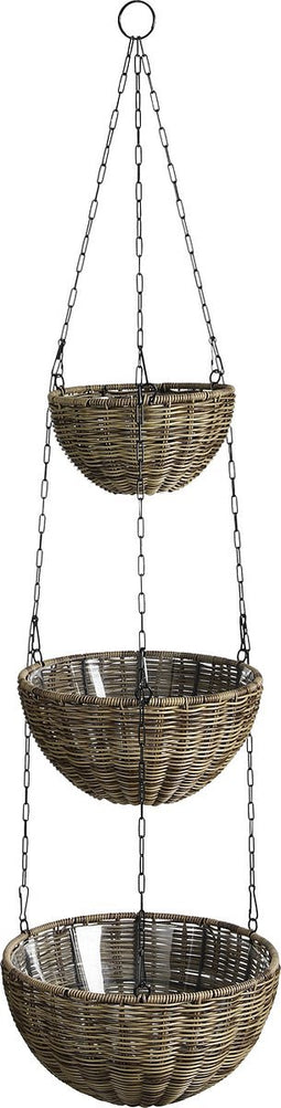 Mica Decorations Luso Hangende Bloempot - H110 x Ø30 cm - Kunststof - Bruin