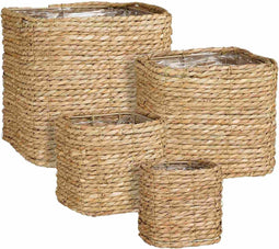 Mica Decorations Mand Belmond - 26x26x25 cm - Zeegras - Bruin - Set van 4