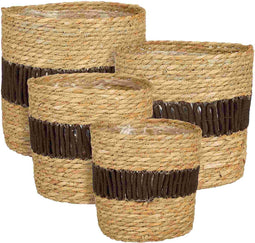 Mica Decorations Mand Fernandez - 25x25x25 cm - Zeegras - Bruin - Set van 4