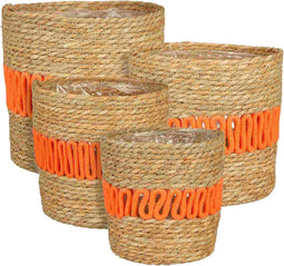 Mica Decorations Mand Fernandez - 25x25x25 cm - Zeegras - Oranje - Set van 4