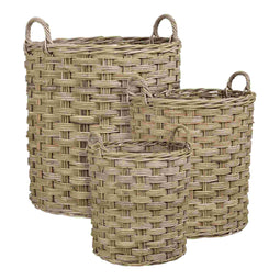 Mica Decorations Mand Marcia - 58x58x60 cm - Rotan - Grijs - Set van 3