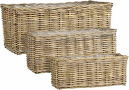 Mica Decorations Mand Marcia - 78x38x34 cm - Rotan - Grijs- Set van 3