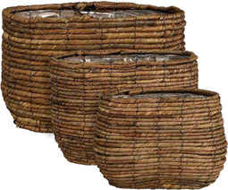 Mica Decorations Mand Santo - 39x27x25 cm - Zeegras - Bruin - Set van 3