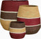 Mica Decorations Mand Stripes - 37x37x43 cm - Zeegras - Bruin,Rood,Geel - Set van 3