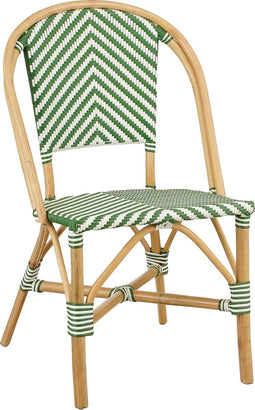Mica Decorations Mandox Bistrostoel - L51 x B57 x H90 cm - Rotan - Donkergroen, Wit