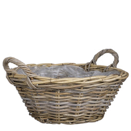 Mica Decorations Marcia Outdoor Plant Basket - H18 x Ø43 cm - Rattan - Grey