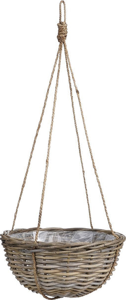 Mica Decorations Marcia Plantenmand Hangend voor Buiten - H20 x Ø40 cm - Rotan - Grijs