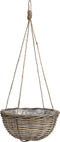 Mica Decorations Marcia Plantenmand Hangend voor Buiten - H20 x Ø40 cm - Rotan - Grijs