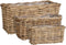 Mica Decorations Marcia Plantenmand voor Buiten - Set van 3 - L40 x B23 x H20 cm - Rotan - Grijs