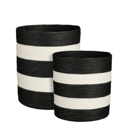 Mica Decorations Nacho Basket - Set of 2 - H34 x Ø29 - FSC Mix - Black, White