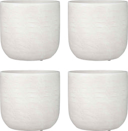 Mica Decorations Nora Bloempot - 24x25 cm - Terra - Wit - 4 Stuks
