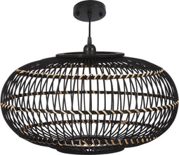 Mica Decorations Onar Hanglamp - H28,5 x Ø51 cm - Bamboe - Zwart