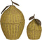 Mica Decorations Opbergmand met Deksel - Set van 2 - H48 x Ø30 cm - Rotan - Geel