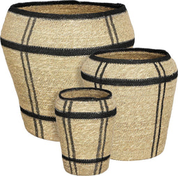 Mica Decorations Opbergmand - Set van 3 - H38 x Ø30 cm - Zeegras - Lichtbruin