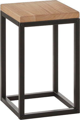 Mica Decorations Oskar Plantentafel - L25 x B25 x H42 cm - Hout, Metaal - Zwart