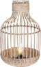 Mica Decorations Ostra Lantaarn met LED Lamp - H47 x Ø30 cm - Bamboe - Bruin