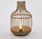 Mica Decorations Ostra Lantaarn met LED Lamp - H47 x Ø30 cm - Bamboe - Bruin