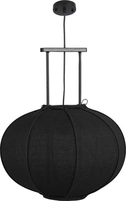 Mica Decorations Pego Hanglamp - H55 x Ø50 cm - Linnen - Zwart