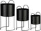 Mica Decorations Petry Bloempot op Standaard - Set van 3 - L27 x B25 x H51 cm - Metaal - Zwart