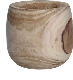 Mica Decorations Pia Bloempot - H24 x Ø24 cm - Paulownia Hout - Lichtbruin
