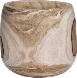 Mica Decorations Pia Bloempot - H31 x Ø31 cm - Paulownia Hout - Lichtbruin