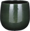 Mica Decorations Plantenpot/bloempot - keramiek - donkergroen glans/spotted- D21/H19 cm