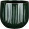 Mica Decorations Plantenpot/bloempot - keramiek - donkergroen glans/ribbels- D25/H20 cm