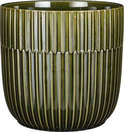 Mica Decorations Plantenpot/bloempot - keramiek - glans donkergroen - D19/H18 cm