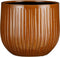 Mica Decorations Plantenpot/bloempot - keramiek - okergeel glans/ribbels- D25/H20 cm