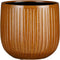 Mica Decorations Plantenpot/bloempot - keramiek - okergeel glans/ribbels- D21/H19 cm
