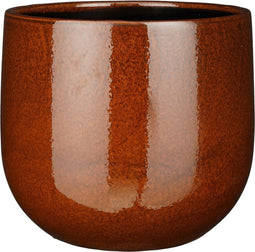 Mica Decorations Plantenpot/bloempot - keramiek - terra bruin glans/spotted- D29/H25 cm