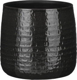 Mica Decorations - Plantenpot/bloempot - Keramiek zwart - D24/H21 cm