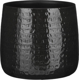 Mica Decorations - Plantenpot/bloempot - Keramiek zwart - D28/H23 cm