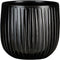 Mica Decorations Plantenpot/bloempot - keramiek - zwart glans/ribbels- D21/H19 cm