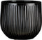 Mica Decorations Plantenpot/bloempot - keramiek - zwart glans/ribbels- D25/H20 cm