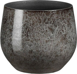 Mica Decorations Plantenpot/bloempot terracotta - antraciet - D19 x H17 cm - binnen