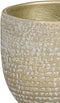 Mica Decorations Plantenpot/bloempot - terracotta - champagne/wit flakes relief- D24/H22 cm