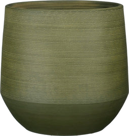 Mica Decorations Plantenpot/bloempot - terracotta - donkergroen relief - D37/H34 cm
