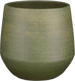 Mica Decorations Plantenpot/bloempot - terracotta - donkergroen relief - D24/H23 cm
